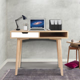 Artiss Computer Desk Drawer Cabinet Shelf Oak 90CM - Close-Up Angle