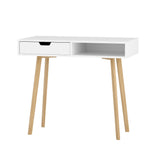 Artiss Computer Desk Drawer Cabinet Shelf White 90CM - Low Angle
