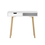 Artiss Computer Desk Drawer Cabinet Shelf White 90CM - Side View