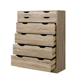 Artiss 6 Chest of Drawers - MYLA Oak - Side View