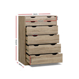 Artiss 6 Chest of Drawers - MYLA Oak - Top-Down View