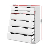 Artiss 6 Chest of Drawers - MYLA White - Top-Down View