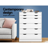 Artiss 6 Chest of Drawers - MYLA White - 45-Degree Angle