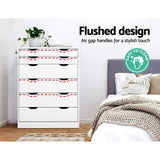 Artiss 6 Chest of Drawers - MYLA White - Low Angle
