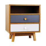 Artiss Bedside Table 2 Drawers with Shelf - BERTHA Oak - Front View