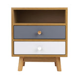 Artiss Bedside Table 2 Drawers with Shelf - BERTHA Oak - Top-Down View