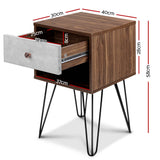 Artiss Bedside Table 1 Drawers with Shelf - LARS - Front View