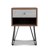 Artiss Bedside Table 1 Drawers with Shelf - LARS - Side View