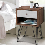 Artiss Bedside Table 1 Drawers with Shelf - LARS - Close-Up Angle