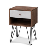 Artiss Bedside Table 1 Drawers with Shelf - LARS - Low Angle