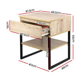 Artiss Bedside Table 1 Drawers with Shelf - CASEY - Side View