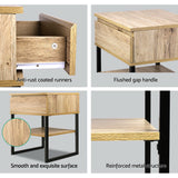 Artiss Bedside Table 1 Drawers with Shelf - CASEY - Close-Up Angle