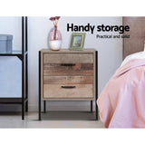 Artiss Bedside Table 2 Drawers - BARNLY - Side View