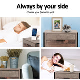 Artiss Bedside Table 2 Drawers - BARNLY - Rear View