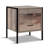 Artiss Bedside Table 2 Drawers - BARNLY - Low Angle