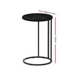 Artiss Coffee Table Side Table Round Black Martha - Front View