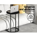 Artiss Coffee Table Side Table Round Black Martha - Top-Down View