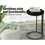 Artiss Coffee Table Side Table Round Black Martha - Rear View