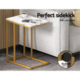 Artiss Coffee Table Side Table Marble Effect Emma - Side View