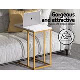Artiss Coffee Table Side Table Marble Effect Emma - Top-Down View