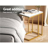 Artiss Coffee Table Side Table Marble Effect Emma - Rear View