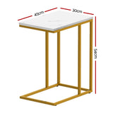 Artiss C Shaped End Table Set of 2 Coffee Table Side Table White & Gold - Side View