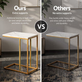 Artiss C Shaped End Table Set of 2 Coffee Table Side Table White & Gold - Rear View