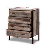 Artiss 4 Chest of Drawers - BARNLY - Top-Down View
