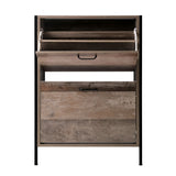 Artiss 12 Pair Wooden Vintage Shoe Rack Storage Cabinet - Wood - Side View