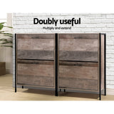 Artiss 12 Pair Wooden Vintage Shoe Rack Storage Cabinet - Wood - Close-Up Angle