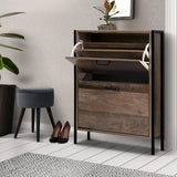 Artiss 12 Pair Wooden Vintage Shoe Rack Storage Cabinet - Wood - Low Angle