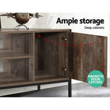 Artiss TV Cabinet Entertainment Unit Stand Storage Wood Industrial Rustic 124cm - Close-Up Angle