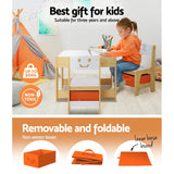 Keezi 3PCS Kids Table and Chairs Set Activity Desk Chalkboard Toys Storage Box - Top-Down View