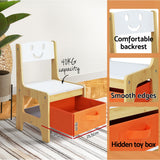 Keezi 3PCS Kids Table and Chairs Set Activity Desk Chalkboard Toys Storage Box - 45-Degree Angle