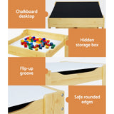 Keezi 3PCS Kids Table and Chairs Set Activity Desk Chalkboard Toys Storage Box - Rear View