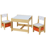 Keezi 3PCS Kids Table and Chairs Set Activity Desk Chalkboard Toys Storage Box - Close-Up Angle
