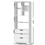 Artiss Bookshelf with Drawers - NANA White - Top-Down View