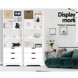 Artiss Bookshelf with Drawers - NANA White - Rear View