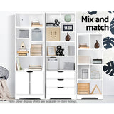 Artiss Bookshelf with Drawers - NANA White - Close-Up Angle