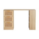 Artiss Computer Desk Drawer Shelf Home Office Study Table Rattan Oak 120CM - Side View
