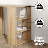 Artiss Computer Desk Drawer Shelf Home Office Study Table Rattan Oak 120CM - 45-Degree Angle