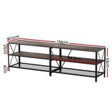 Artiss Entertainment Unit TV Stand 3-tier Display Shelves Vintage Rustic Walnut - Top-Down View