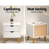 Artiss Bedside Table 2 Drawers - ANDERS White - Top-Down View