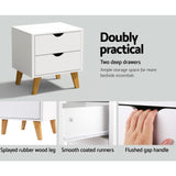 Artiss Bedside Table 2 Drawers - ANDERS White - 45-Degree Angle