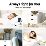 Artiss Bedside Table 2 Drawers - ANDERS White - Rear View