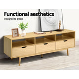 Artiss Wooden Scandinavian Entertainment Unit - Natural - Rear View