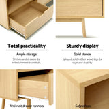 Artiss Wooden Scandinavian Entertainment Unit - Natural - Close-Up Angle