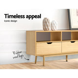 Artiss Wooden Scandinavian Entertainment Unit - Natural - Low Angle