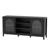 Artiss Buffet Sideboard Shelves Double Doors - Black - Side View