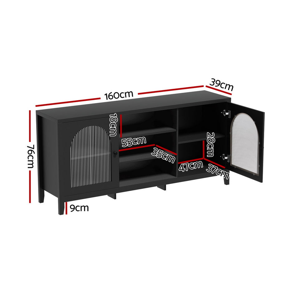 Artiss Buffet Sideboard Shelves Double Doors - Black, image 4